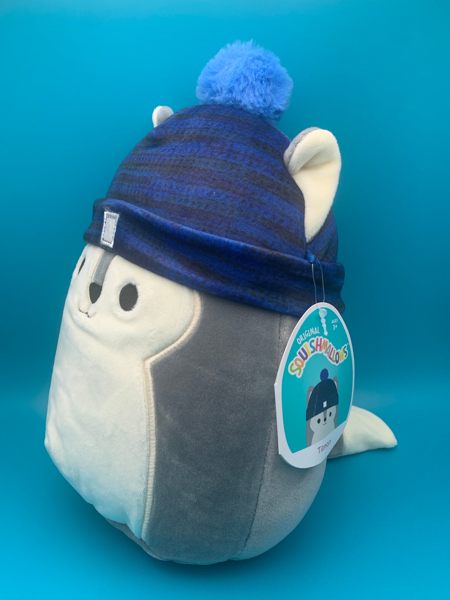 Squishmallow Tilman the Husky with Beanie 8" inch - Scratch on Hanger Tag